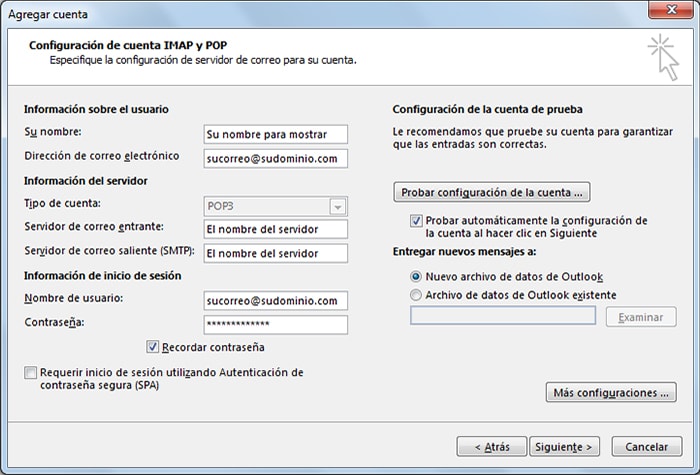 Cómo configurar un correo en Outlook 2013