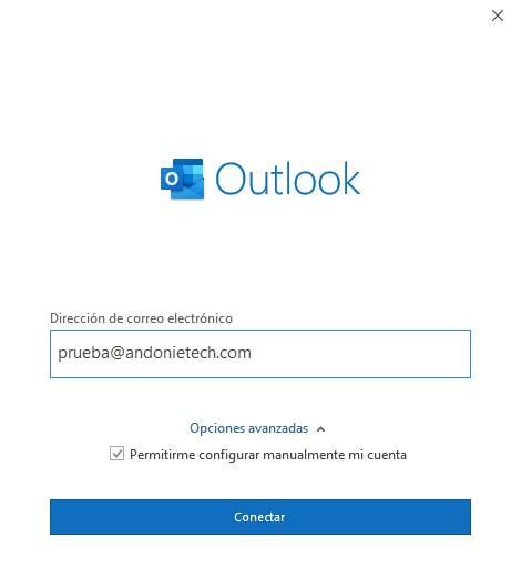 Como configurar un correo en Outlook 2019 02
